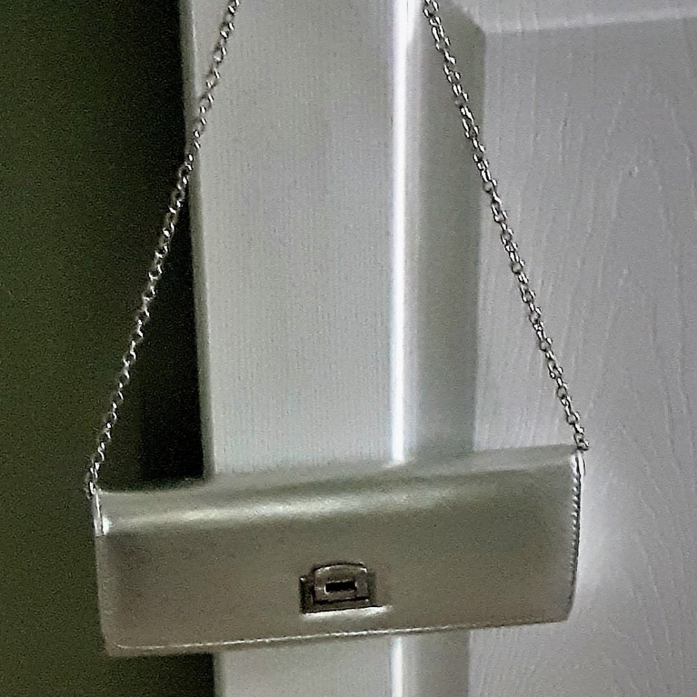 Silver colour Evening purse with chain strap
